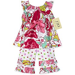 JoJo Designs Girl's 2-piece Pink and Green Floral Polka Dot Set