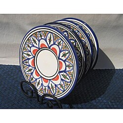 Set of 4 Handcrafted Tabarka Design 7-inch Saucers (Tunisia)