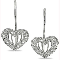 10k White Gold 1/10ct TDW Diamond Heart Earrings