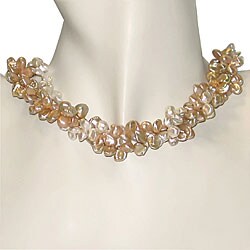 Silver Multi-colored Freshwater Keshi Pearl Necklace (6-7 mm)