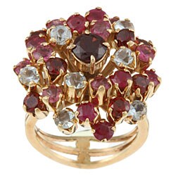 18k Gold Ruby/ Pink Sapphire Estate Cocktail Ring (Size 5.5)