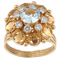 18k Gold Blue Topaz/ 3/5ct TDW Diamond Estate Ring (H, SI2) (Size 7.25)