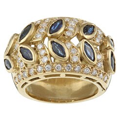 18k Gold Sapphire and 1ct TDW Diamond Estate Ring (I, SI1) (Size 6.5)