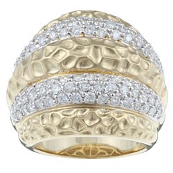 14k Gold 2ct TDW Diamond Hammered Estate Ring (I, SI1) (Size 7.5)