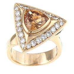 14k Gold Yellow Topaz/ 1ct TDW Diamond Estate Ring (I, SI1) (Size 9)