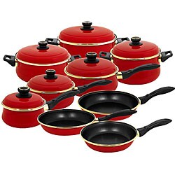 Tuscany Red Gloss 15-piece Cookware Set