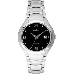 Peugeot Men's Stainless Steel Black Dial Watch