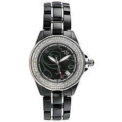 LP Italy Celano Women's Black Ceramic Diamond Watch