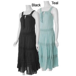 Abby Z Women's Plus Size Crochet Trim Maxi Dress