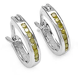 Sterling Silver 1/8ct TDW Yellow Diamond Earrings