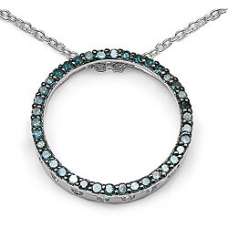 Sterling Silver 2/5ct TDW Blue Diamond Necklace (I2-I3)