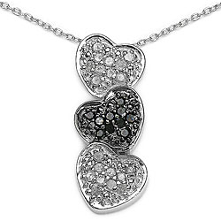 Silver 1/2ct TDW Black and White Diamond Necklace (I-K, I3)