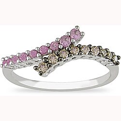 10k Gold Pink Sapphire 1/8ct TDW Brown Diamond Ring
