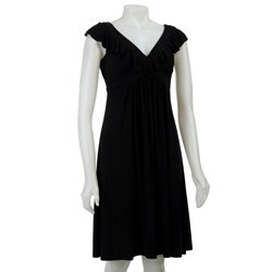 Evan Picone Women's Black Ruffle Jersey Dress.