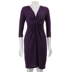 London Times Women's Solid Melange Knit Dress