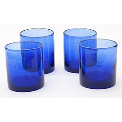 'Cobalt Bubble' Double Old-fashioned Glasses (Set of 4)