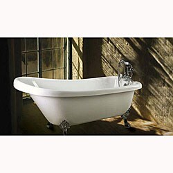 Classique White 67-inch Single Slipper Clawfoot Tub/ Faucet Set
