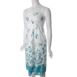 Cute Options Junior's Floral Blue/ White Tube Dress.