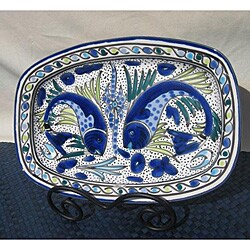 13-inch Aqua Fish Rectangular Platter (Tunesia)