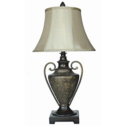 Table Lamp-Etched Antique Brass Urn