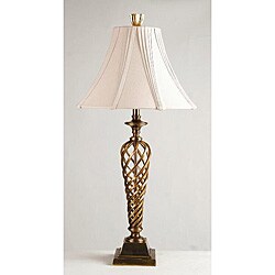 Antique Brass French Twist Column Table Lamp