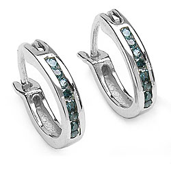 Sterling Silver Genuine Blue Diamond Earrings