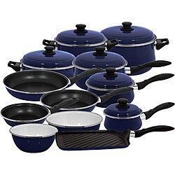 Provence Blue Gloss Enamel on Steel 18-piece Cookware Set