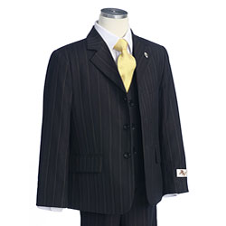 BJK Collection Boy's Black Suit with Gold Stripes