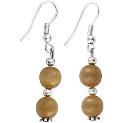 Handmade Silver Bead Gold Cat's Eye Earrings (Thailand)