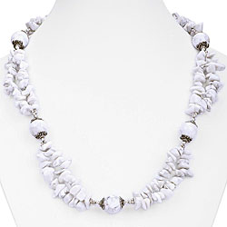 Handmade Silver Bead White/ Grey Howlite Necklace (Thailand)
