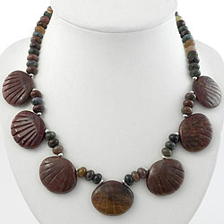 Silver/ Agate 'Bead and Seashell' Necklace (Thailand)