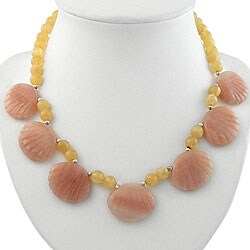 Silver/ Agate 'Bead and Seashell' Necklace (Thailand)