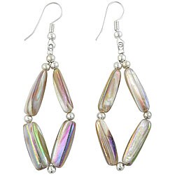 Handmade Iridescent Shell and Silver Bead Earrings (Thailand)