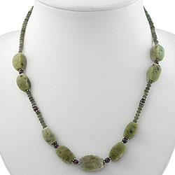 Handmade Serpentine, Agate and Silver Bead Necklace (Thailand)