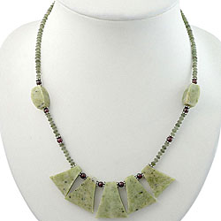 Handmade Serpentine, Agate and Silver Bead Necklace (Thailand)
