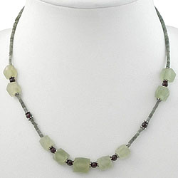 Handmade Silver Bead Serpentine/ Agate Necklace (Thailand)