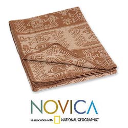 Alpaca Wool-blend 'Paracas Cinnamon' Blanket (Peru)