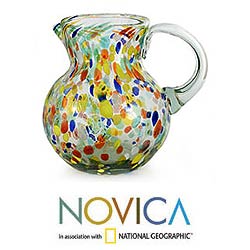 Blown Glass 'Confetti Fiesta' Pitcher (Mexico)