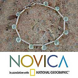 Sterling Silver 'Aqua Magic' Chalcedony Anklet (India)