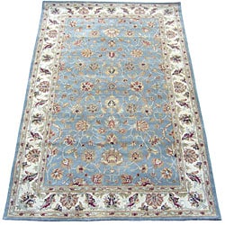 Indo Mahal Hand-tufted Light Blue/ Ivory Rug (5'3 x 8'2) 