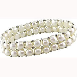 Sterling Silver White FW Pearl Bracelet (6.5-7 mm) (Set of 6)