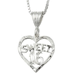 Sterling Silver 'Sweet 16' Heart Necklace