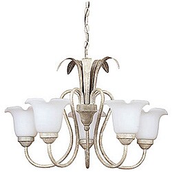 Textured White Patina Five-light Chandelier