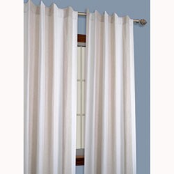Striped Yarn Dyed Linen/ White Window Curtain Pair (84 in.)