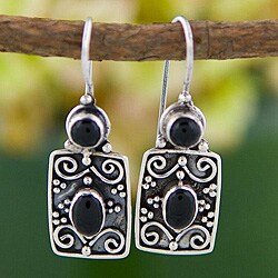 Sterling Silver Black Onyx Earrings (Indonesia)