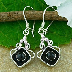 Sterling Silver Black Onyx Earrings (Indonesia)