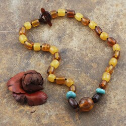 Amber/ Turquoise Beaded Necklace (Poland)