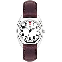 Swiss Army Men's White Dial/ Black Leather Strap Whisper Watch