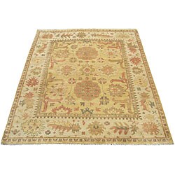 Indo Oushak Vegetable-dyed Gold/ Ivory Rug (8'2 x 10'1)