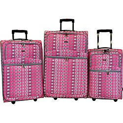 J World Wheeled Three-piece Pink Monitor Luggage Set